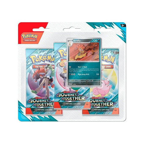 Pokemon TCG: Journey Together Blister Booster Packs (3) - Scrafty Foil Promo Funko Pop - Pop Collectibles