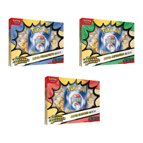 Pokemon TCG Ascended Heroes Mega EX Box Set of 3 - Feraligatr, Meganium and Emboar