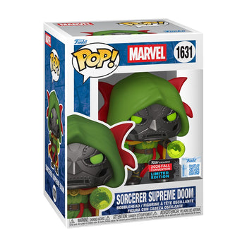 Sorcerer Supreme Doom #1631 Funko Pop Box with 2026 Fall Convention sticker