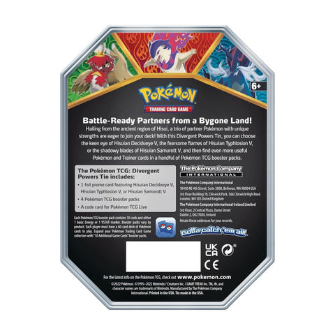 pokemon trading card game divergent powers tin Pokemon TCG Divergent Powers Tin – Hisuian Decidueye V