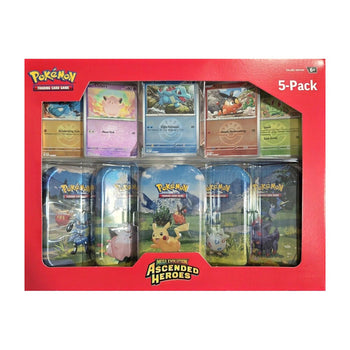 Pokémon TCG Ascended Heroes Mini Tin 5-Pack Costco exclusive box with 5 promo cards