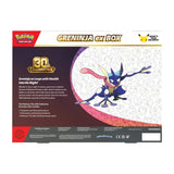Pokémon TCG 30th Celebration Greninja ex Box - back of box with contents list