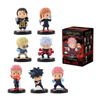 All seven Jujutsu Kaisen Cursed Series chibi figures with blind box packaging
