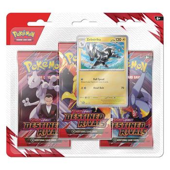 Pokémon TCG Destined Rivals Three-Booster Blister with Zebstrika foil promo