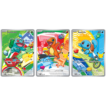 First Partner Illustration Collection Series 1 - Kanto starter promo cards connecting panorama