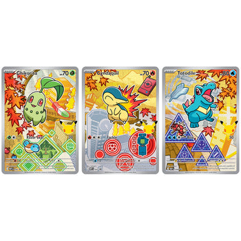 First Partner Illustration Collection Series 2 - Johto starter promo cards connecting panorama