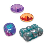 6 damage-counter dice, ex coin-flip die and 2 condition markers