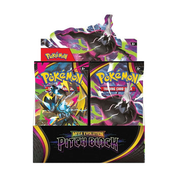 Pitch Black Booster Display Box front view with Darkrai and Zeraora packs