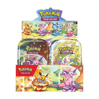 Pokémon TCG: Prismatic Evolutions Mini Tin Display - sealed box of 8 Eeveelution mini tins