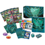 Twilight Masquerade Elite Trainer Box contents - 9 booster packs, sleeves, dice and player's guide