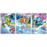 First Partner Illustration Collection Series 1 - Sinnoh starter promo cards connecting panorama (Turtwig, Chimchar, Piplup)