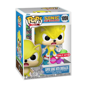 Super Sonic with Emeralds Flocked Funko Pop #1059 Box - Only at Target