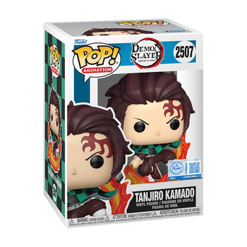 Tanjiro Kamado #2507 with Flaming Sword Demon Slayer Special Edition Funko Pop Box
