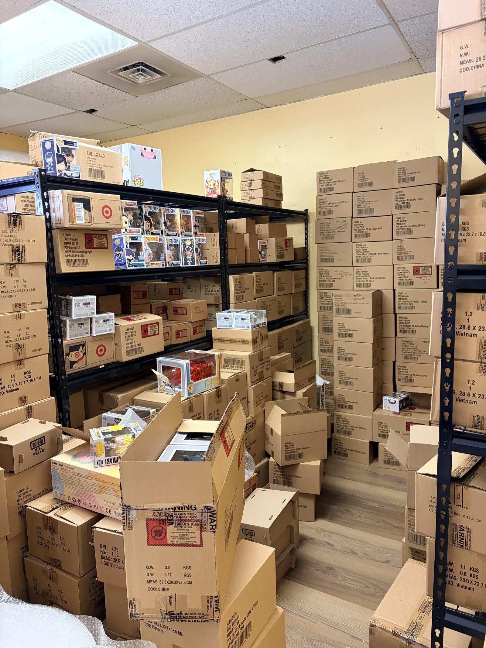 Pop Collectibles Canada inventory vault in Toronto featuring One Piece and Naruto Funko Pops